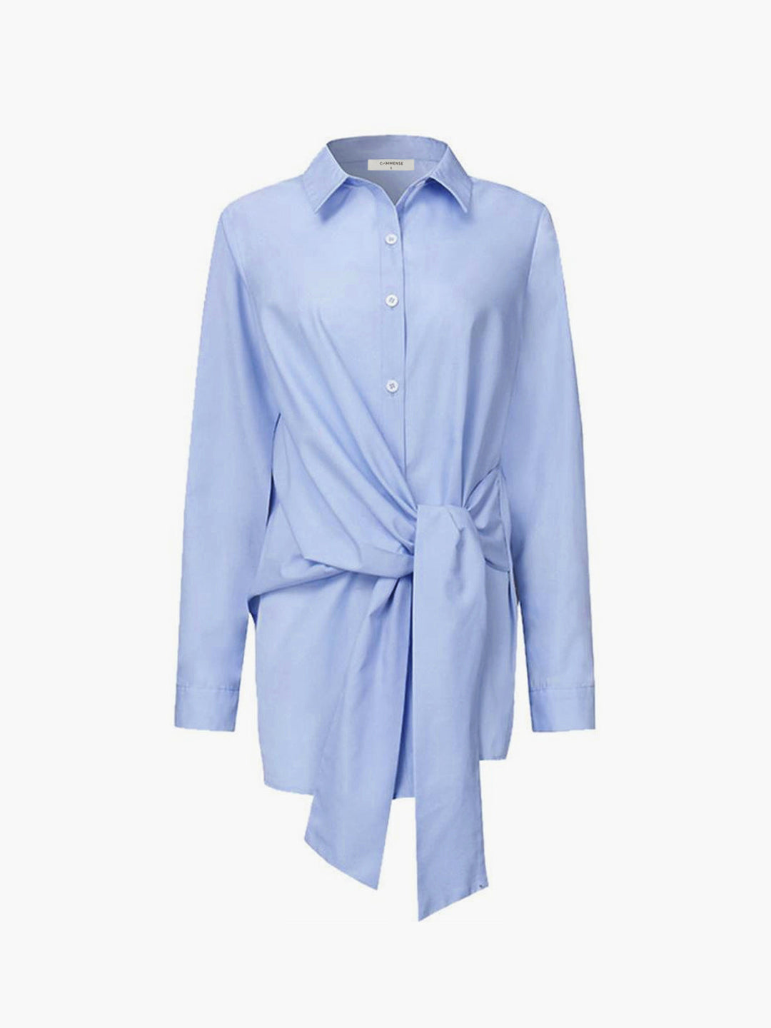 Women's stylish long sleeve shirt featuring an elegant tie waist, perfect for a chic and versatile look.
