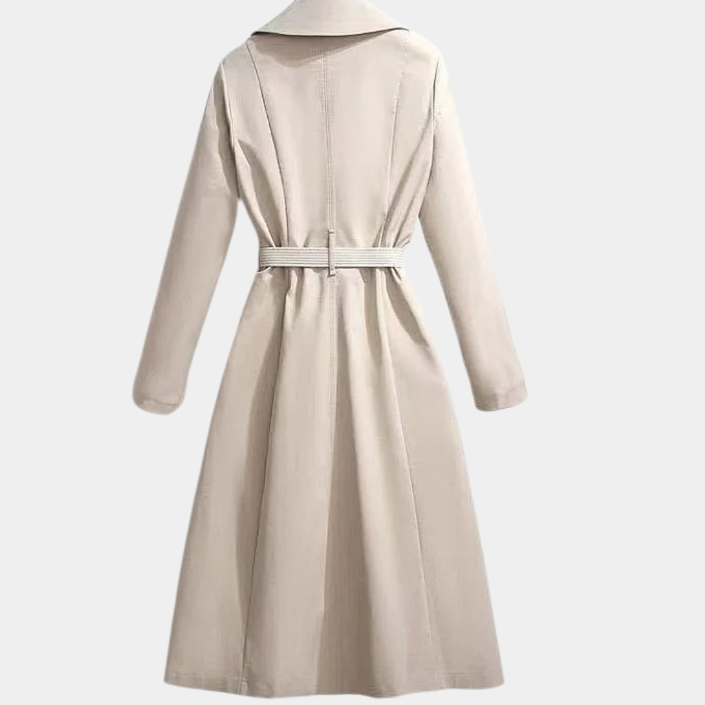 Women's elegant trench coat with versatile belt in classic style, perfect for daily wear.