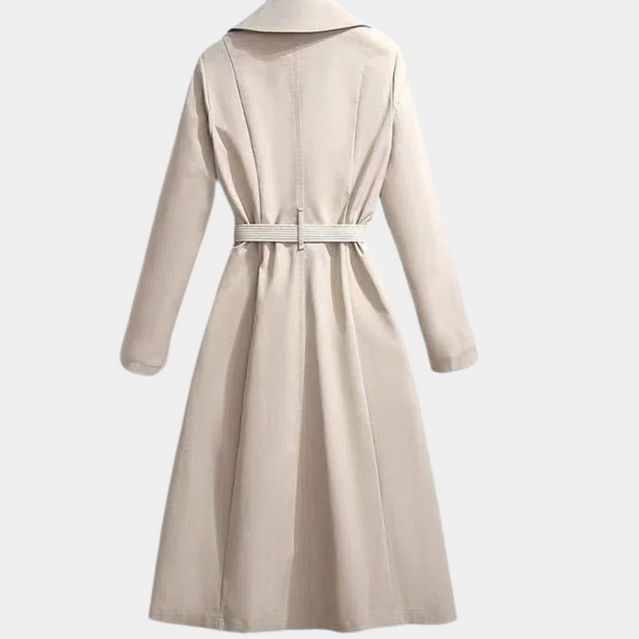 Women's elegant trench coat with versatile belt in classic style, perfect for daily wear.