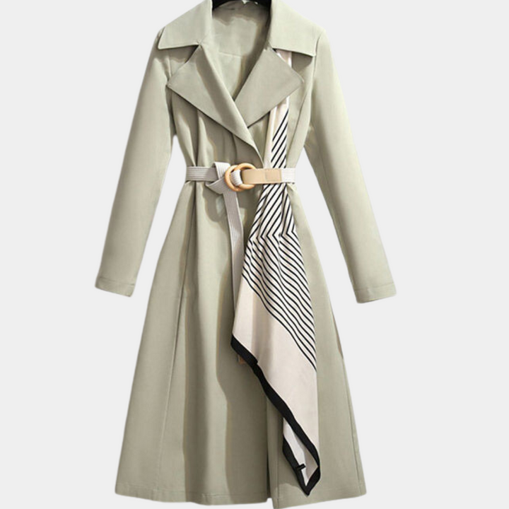 Classic style women's trench coat featuring a versatile belt, ideal for everyday fashion.