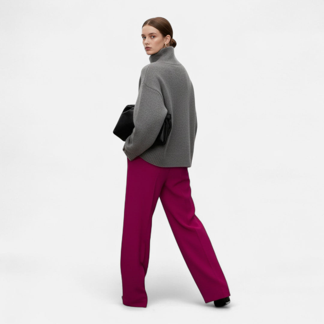 Chic winter fashion: women's long sleeve wool turtleneck sweater.