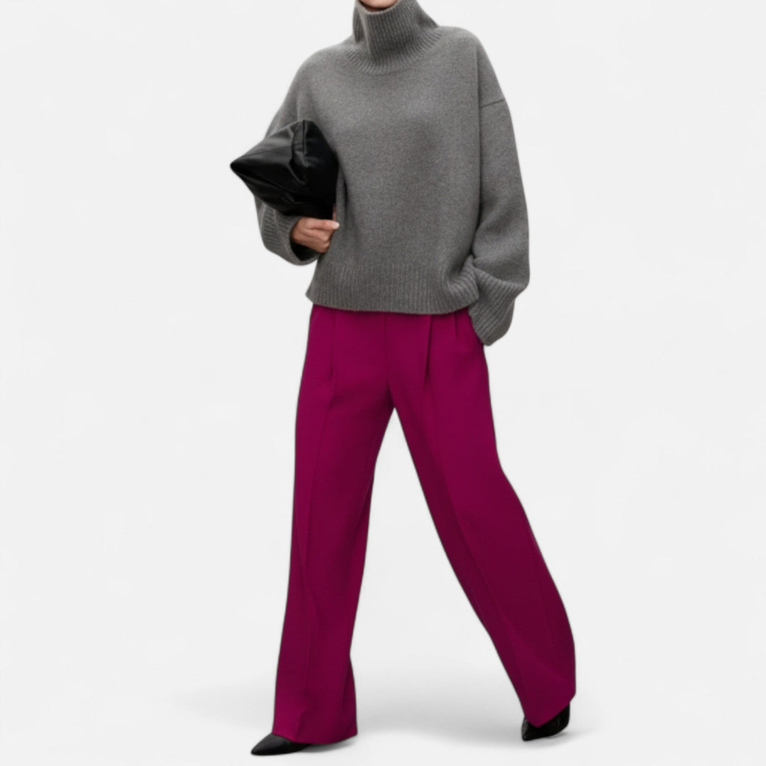 Versatile women's wool turtleneck, perfect for elegant and cozy layering.