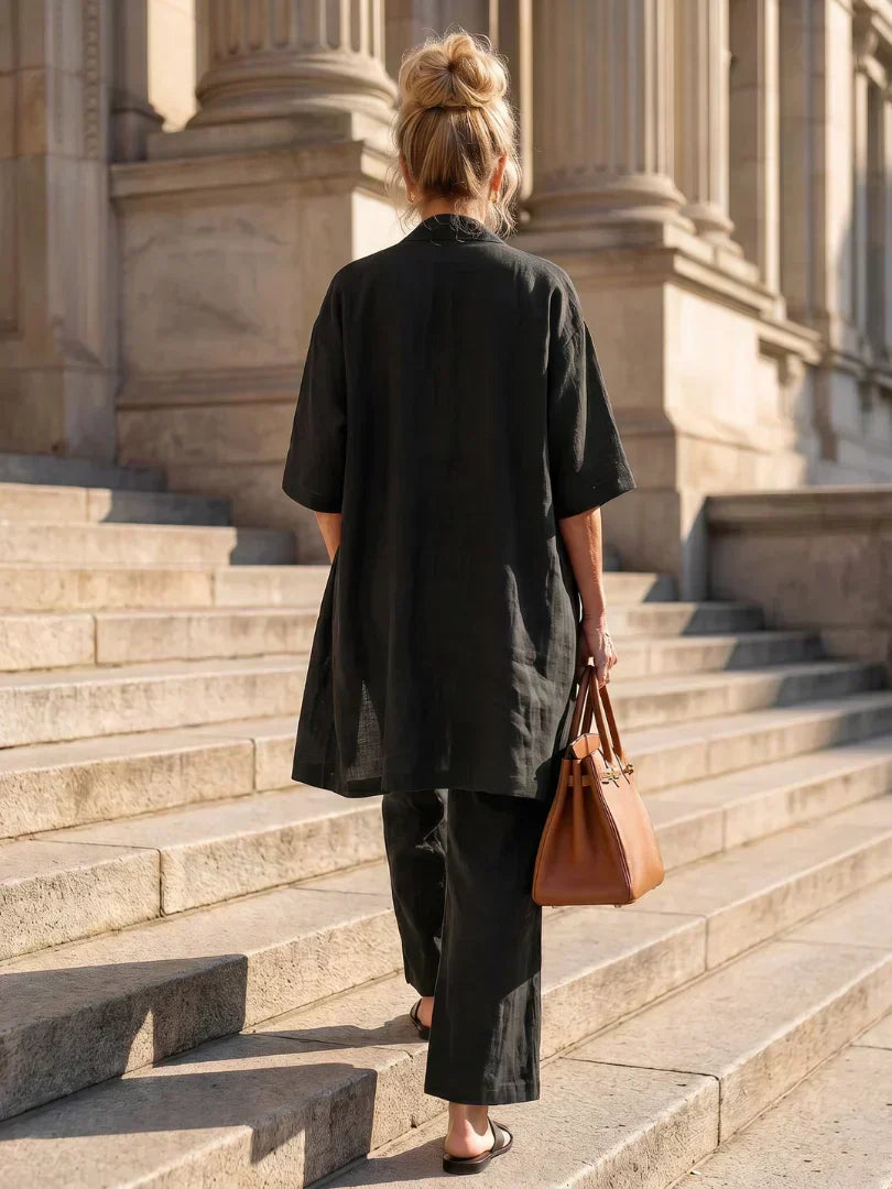 Relaxed fit women's two-piece set, offering effortless style and comfort.