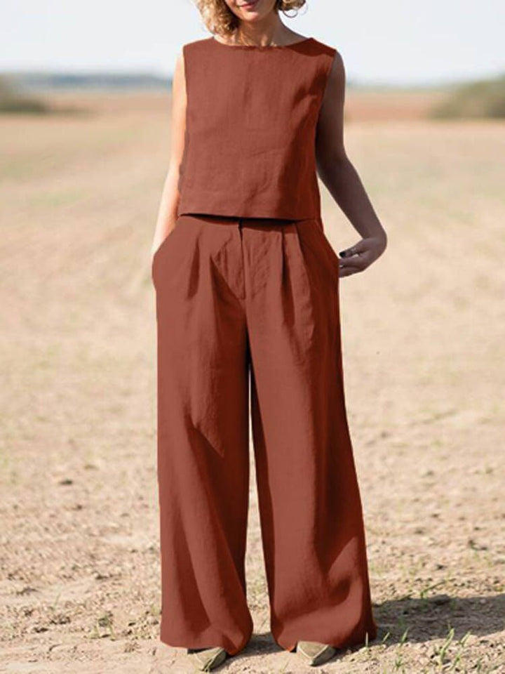 Fashionable ladies' two-piece set, an elegant and comfortable everyday apparel choice.
