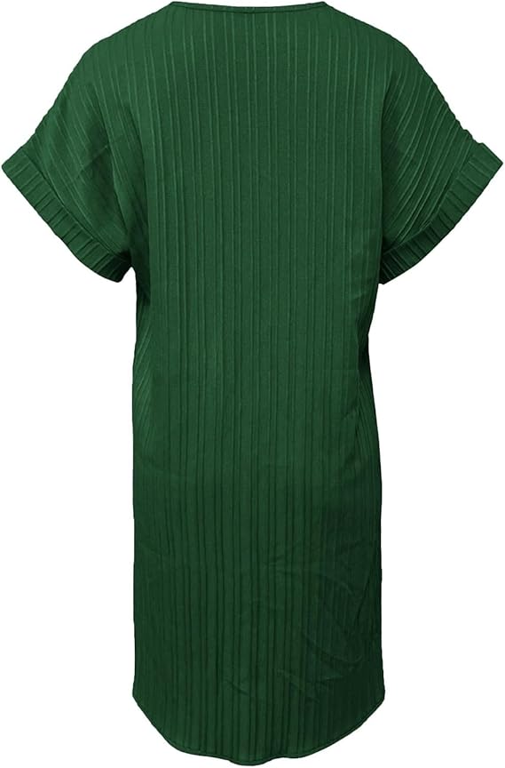 Women's Elegant V-Neck Button Summer Dress - Lightweight & Breathable