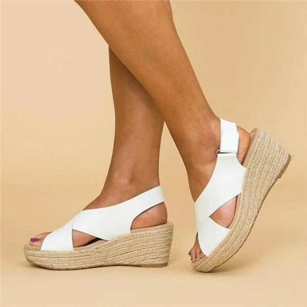 Women's stylish wedge sandals in classic black, versatile for any outfit.