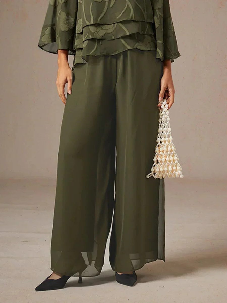 Elegant women's wide leg overlay trousers, ideal for stylish evening wear.