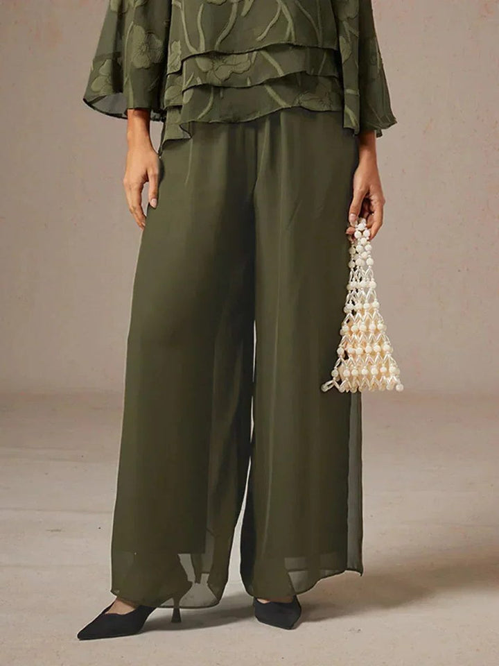Elegant women's wide leg overlay trousers, ideal for stylish evening wear.