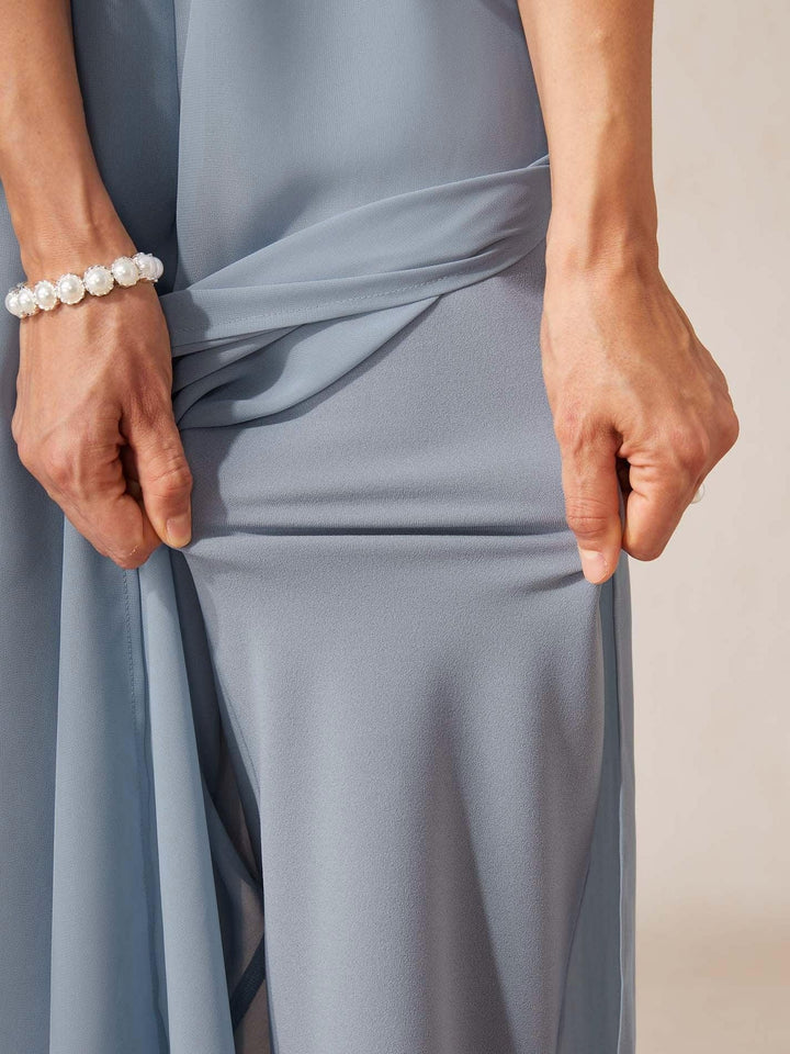 Women's wide leg dress pants, elegant flowy style with a comfortable tie waist.