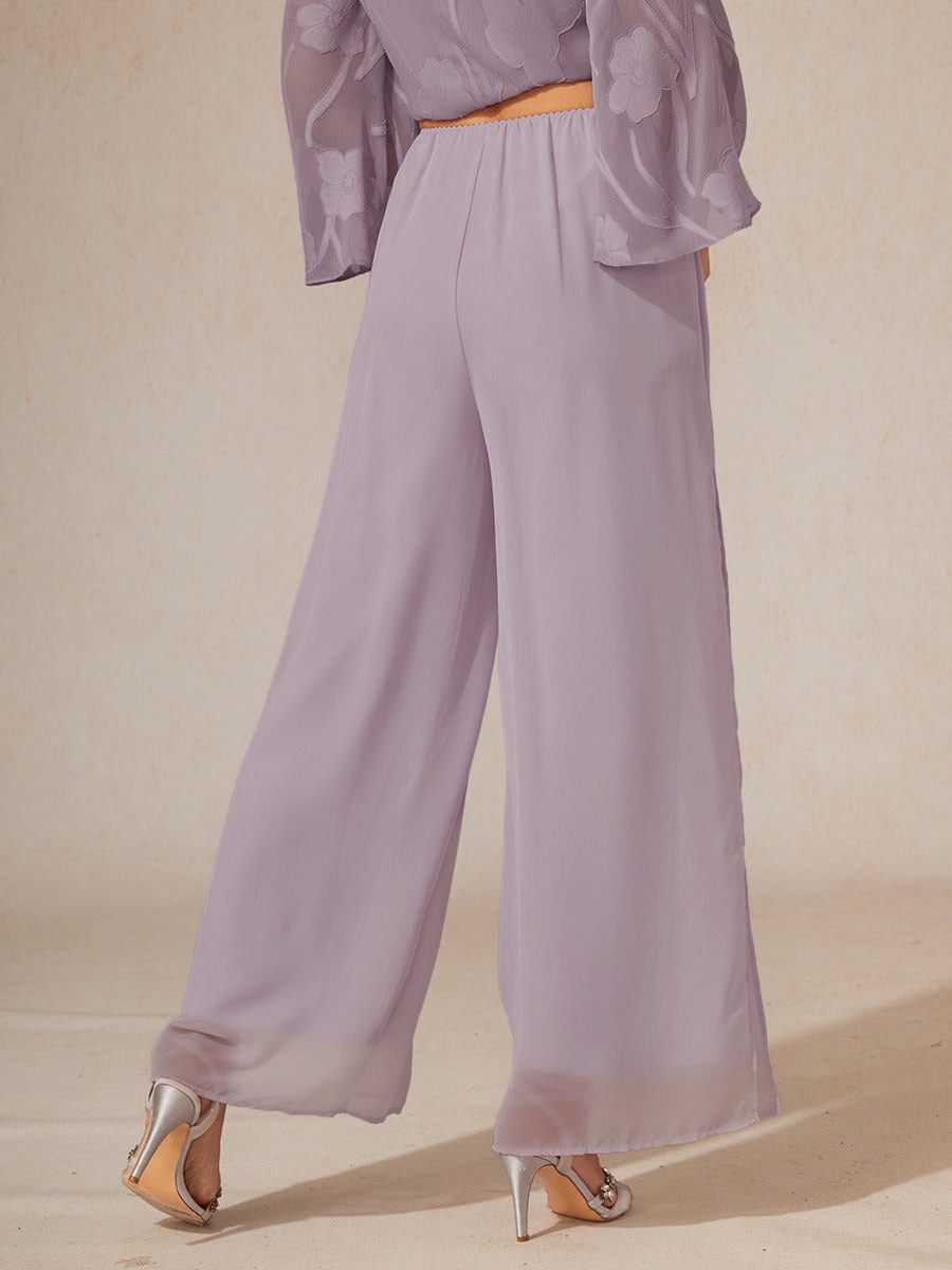 Elegant women's wide leg overlay pants, versatile for dressy or casual comfortable fashion.