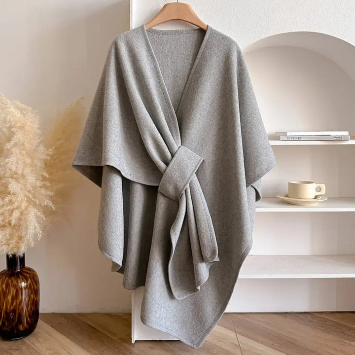 Women's elegant wind-resistant shawl coat for versatile fashion