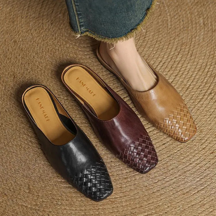 Casual yet chic women's woven square toe mules, offering all-day comfort.