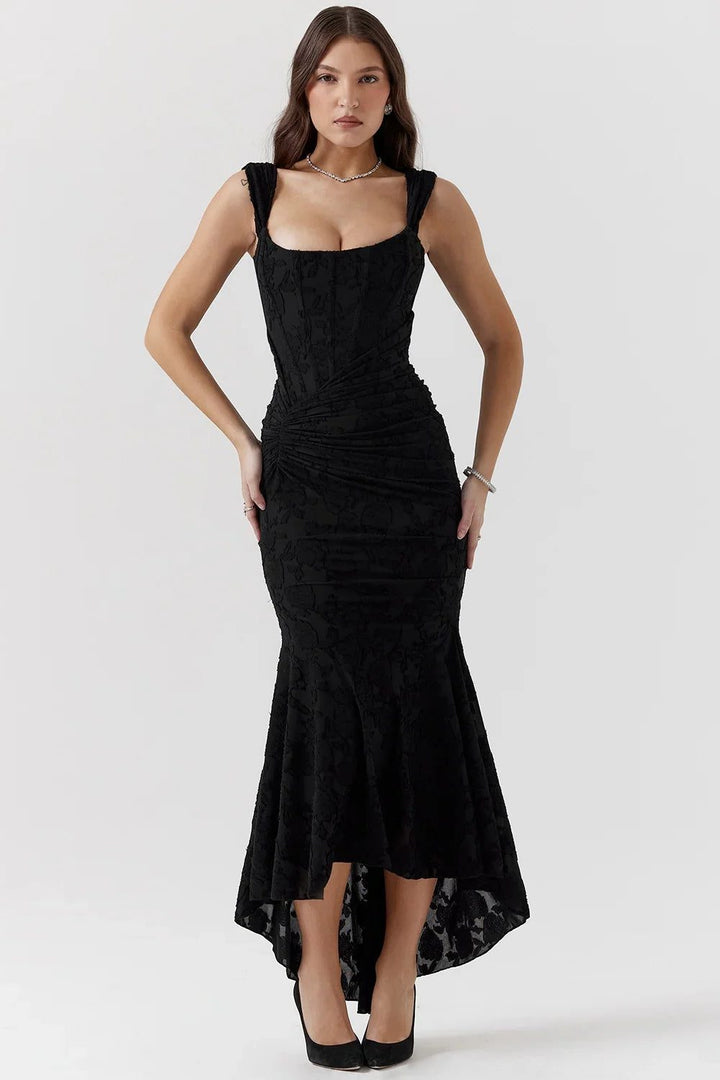 Women's cream sleeveless wrap midi dress, perfect for summer wedding guests.