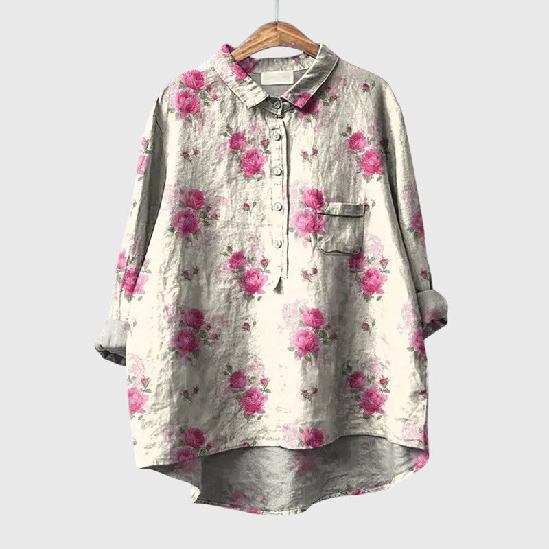Stylish Elly Blouse for women's office attire. An elegant, comfortable top, perfect for professional settings.