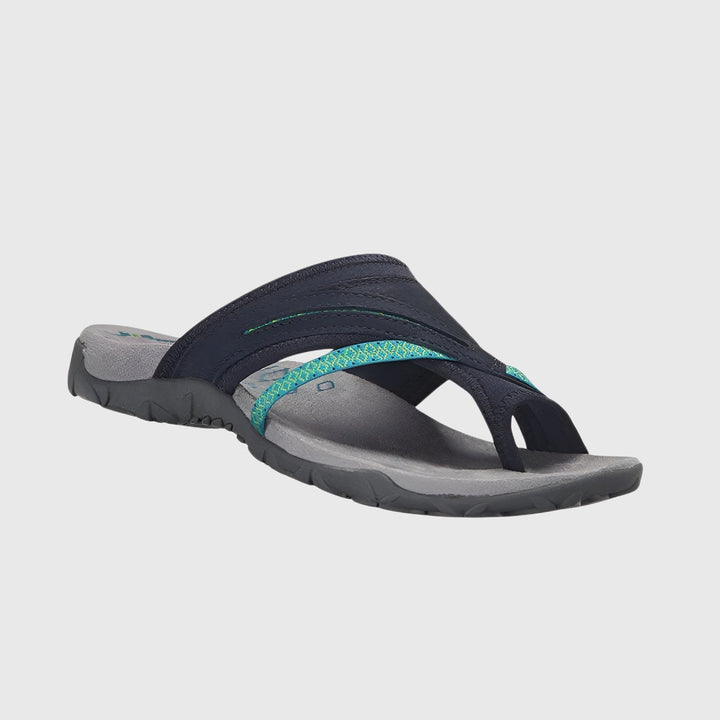 Women's arch support walking sandals, ergonomic design, adjustable straps, perfect for summer comfort.