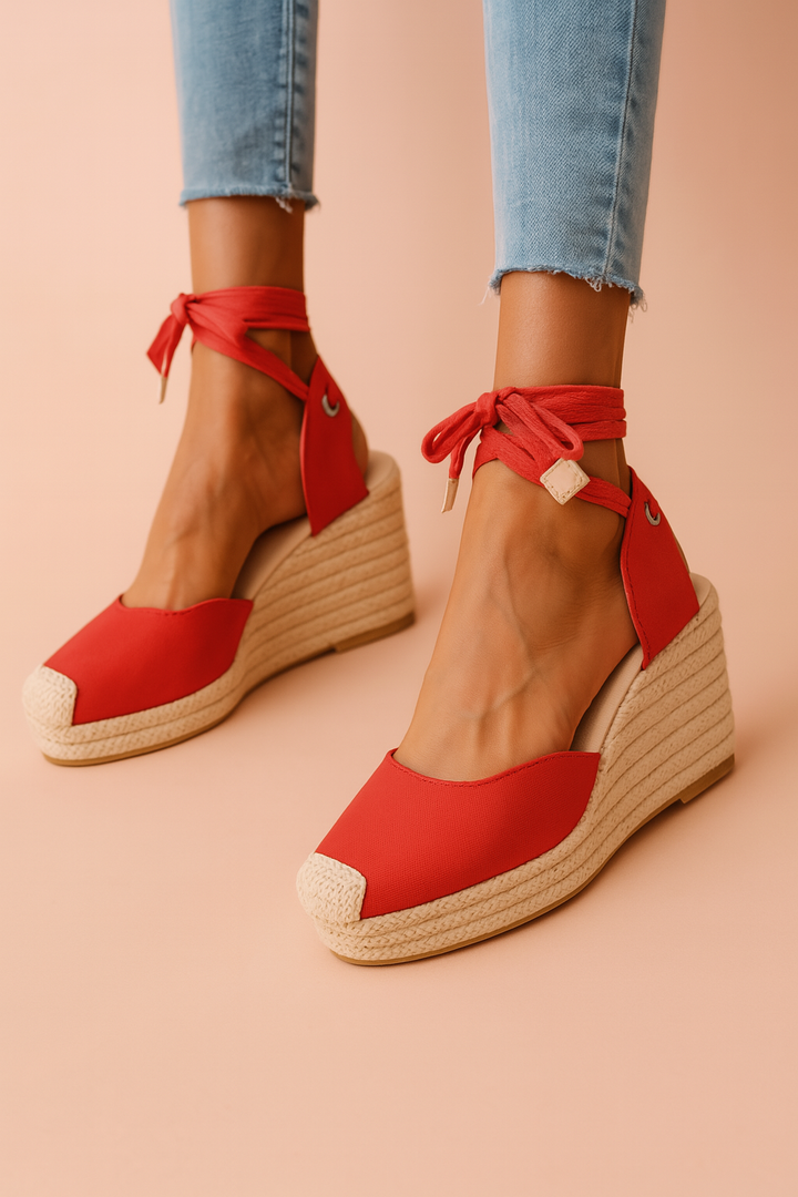 Stylish women's platform sandals featuring a comfortable wedge heel and chic ankle straps.