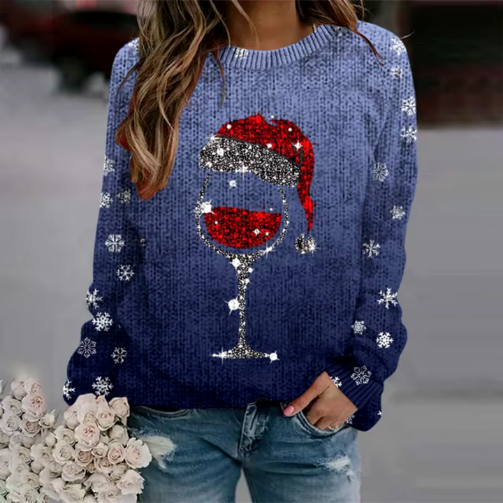 Cozy crew neck Christmas sweater for women, a festive holiday knit perfect as a winter party outfit or gift.