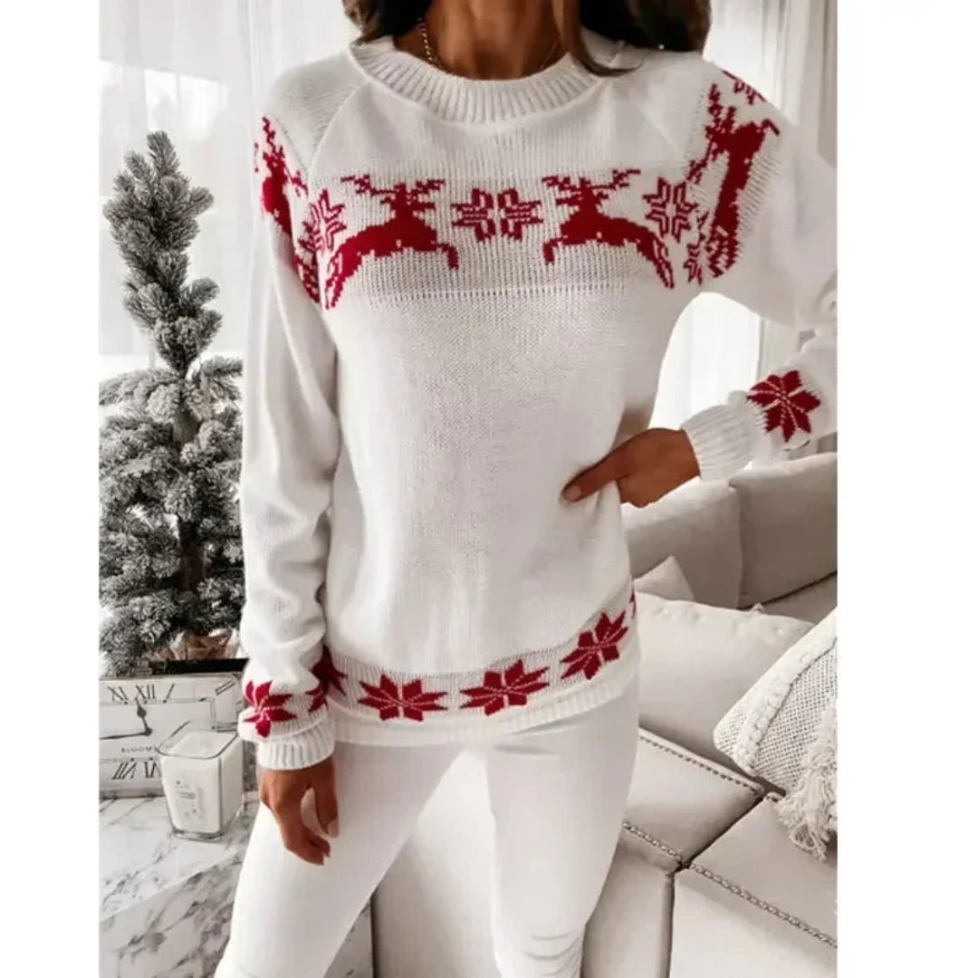 Warm knit women's Christmas sweater, festive long sleeve design. Great holiday gift & seasonal style.