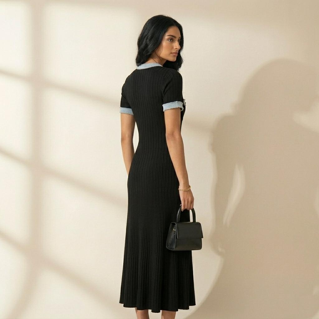 Chic women's midi dress for versatile styling. Elegant daywear or eveningwear, designed for a flattering, comfortable fit.