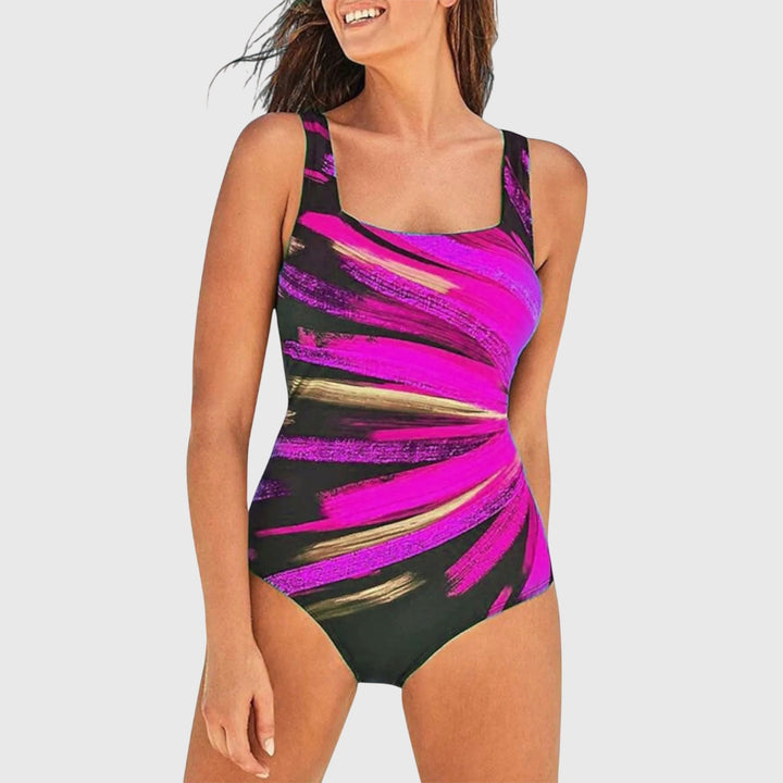 Women's flattering printed one-piece swimsuit, designed for shaping & summer beachwear.