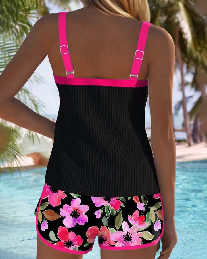 Stylish women's tankini bathing suit, comfortable for all-day wear.