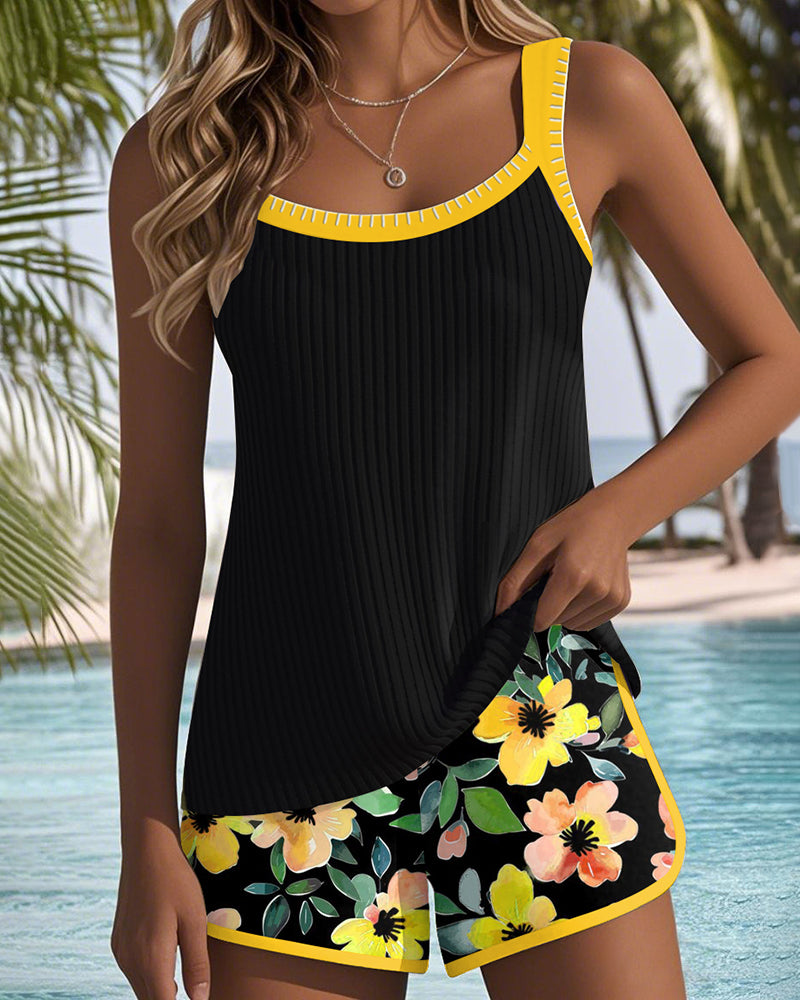 Women's two-piece tummy control swimwear, perfect for summer vacations.