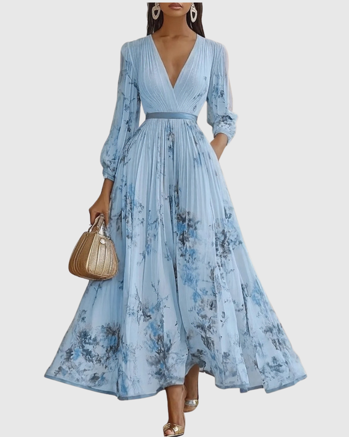 Flattering V-neck sleeveless A-line midi dress, a comfortable and chic women's summer staple.