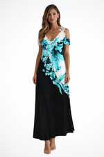 Black White Blue Floral