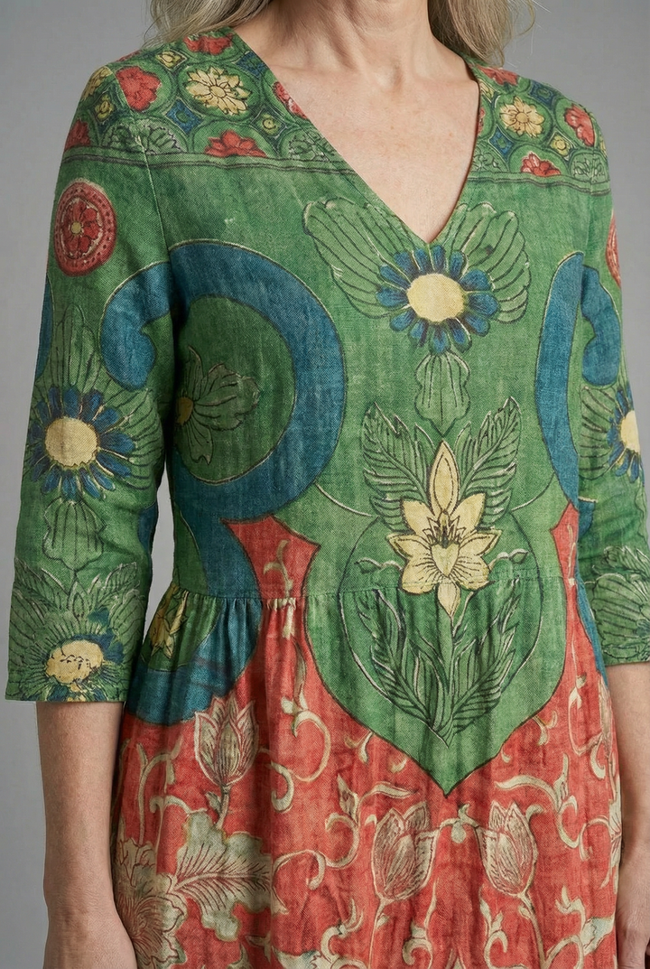 Chic A-line maxi dress for women, showcasing a beautiful floral print in a comfortable boho style.