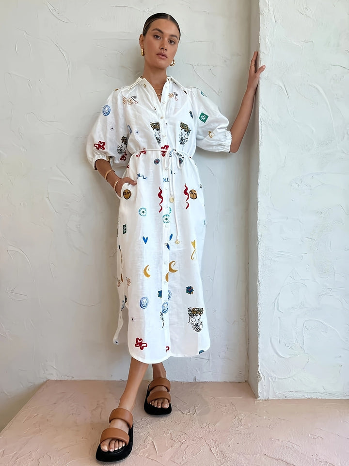 Versatile women's floral print long sleeve blouse with drawstring, suitable for office workwear or casual weekends.