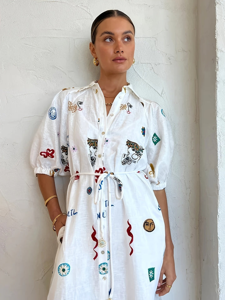 Stylish women's floral print blouse featuring a drawstring neckline and flowing long sleeves. A must-have.
