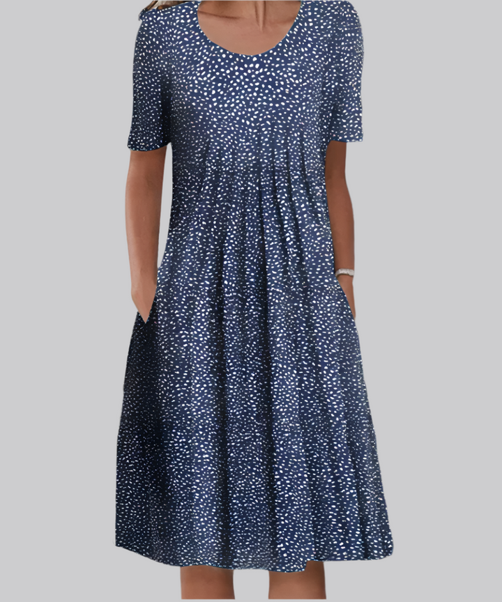 Versatile women's floral print midi dress with short sleeves, great for casual, summer, or everyday style.