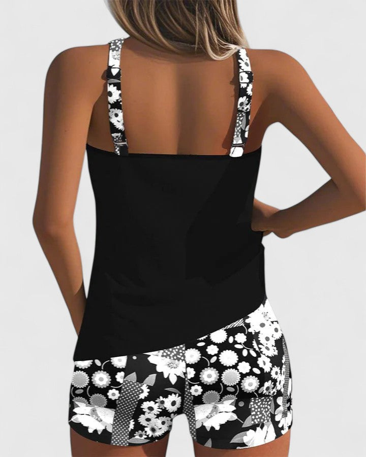 Women's stylish floral tankini swimsuit, your go-to for beach, pool, and resort wear.