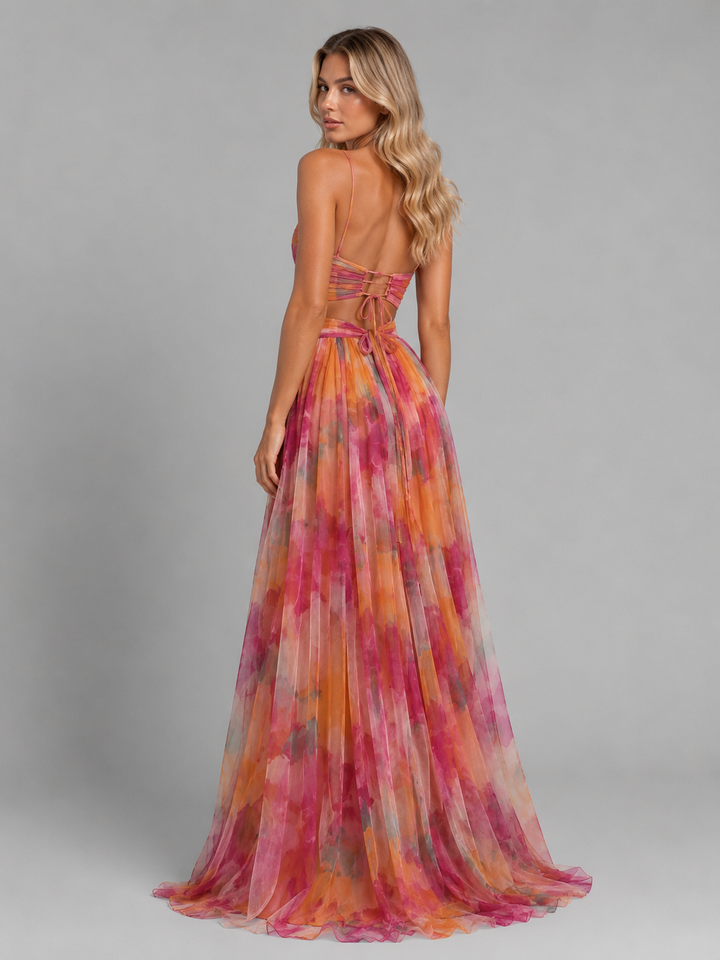 Beautiful floral print V-neck maxi dress, a must-have women's long summer vacation dress.