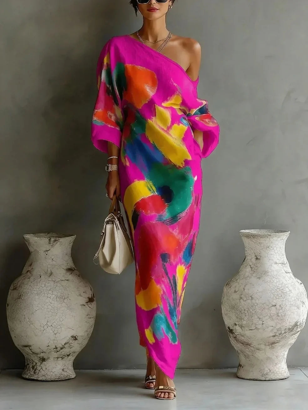 Comfortable women's flowing maxi dress. Ideal for beach holidays & casual summer days. Effortless style.