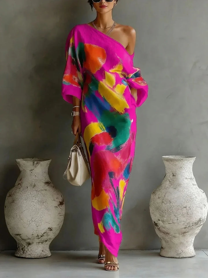 Comfortable women's flowing maxi dress. Ideal for beach holidays & casual summer days. Effortless style.