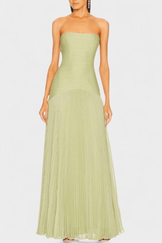 Women's flowing maxi dress with an elegant front slit, perfect for summer evenings or special occasions.