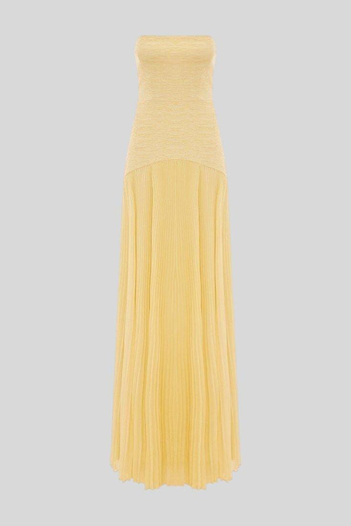 Romantic style women's maxi dress. Flowy fabric & elegant front slit. Ideal for summer and evening wear.