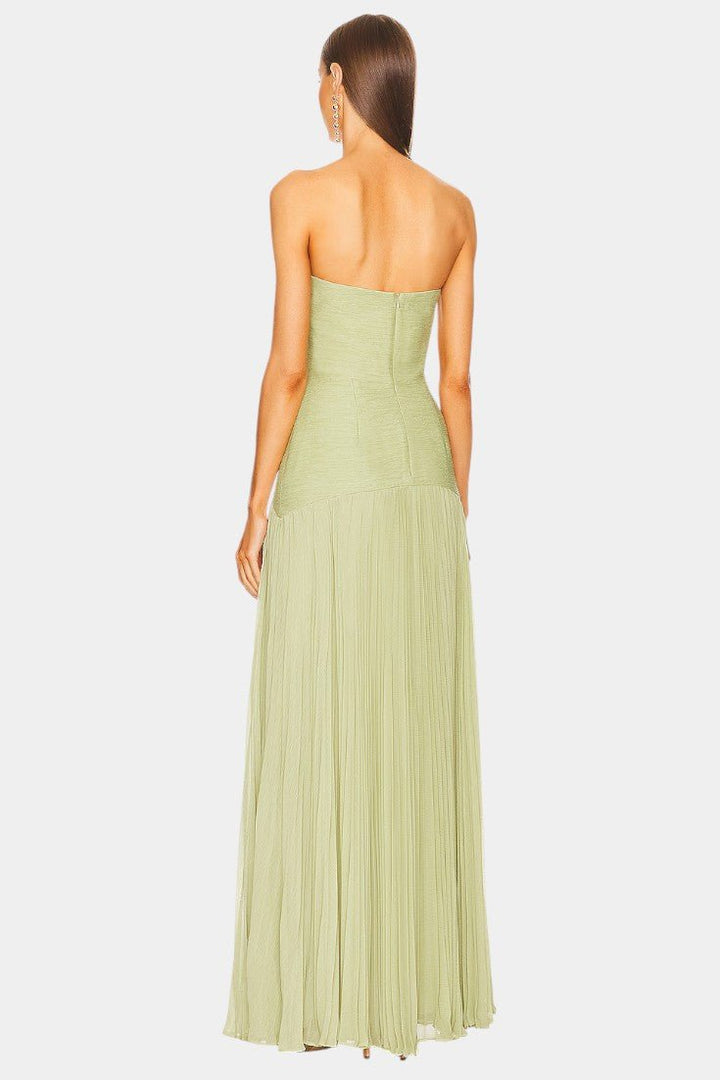 Flowy women's maxi dress with an elegant front slit, creating a romantic silhouette for any occasion.
