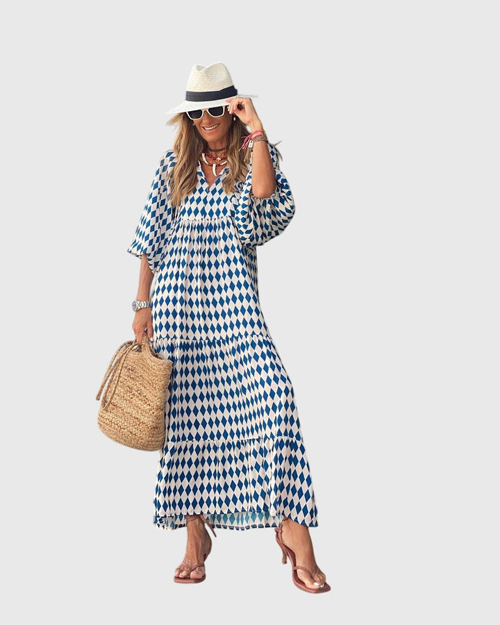 Versatile women's boho maxi dress. Flowy design for effortless comfort & summer fashion.