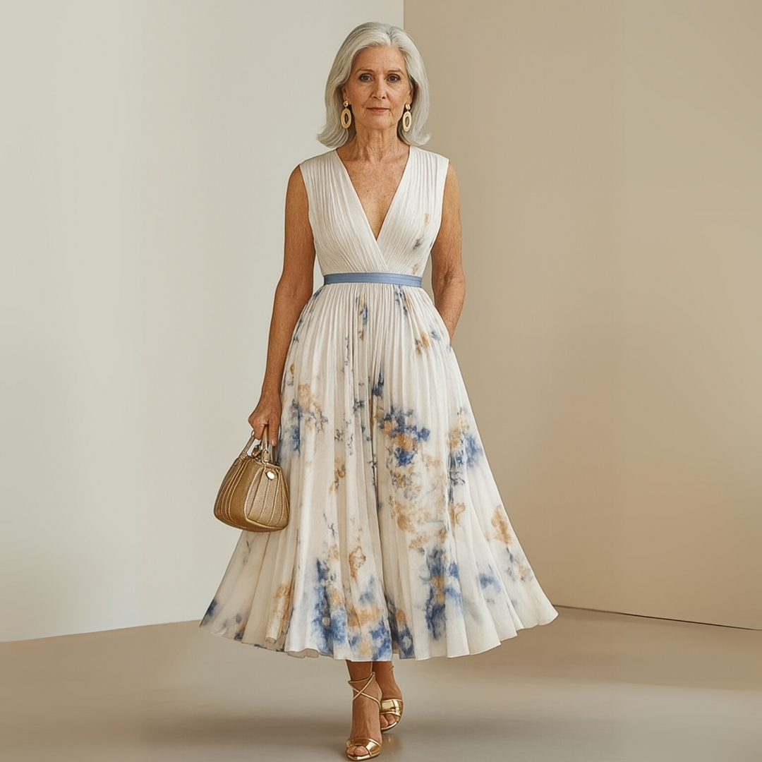 Elegant women's sleeveless flowy maxi dress, perfect for summer parties or casual wear.
