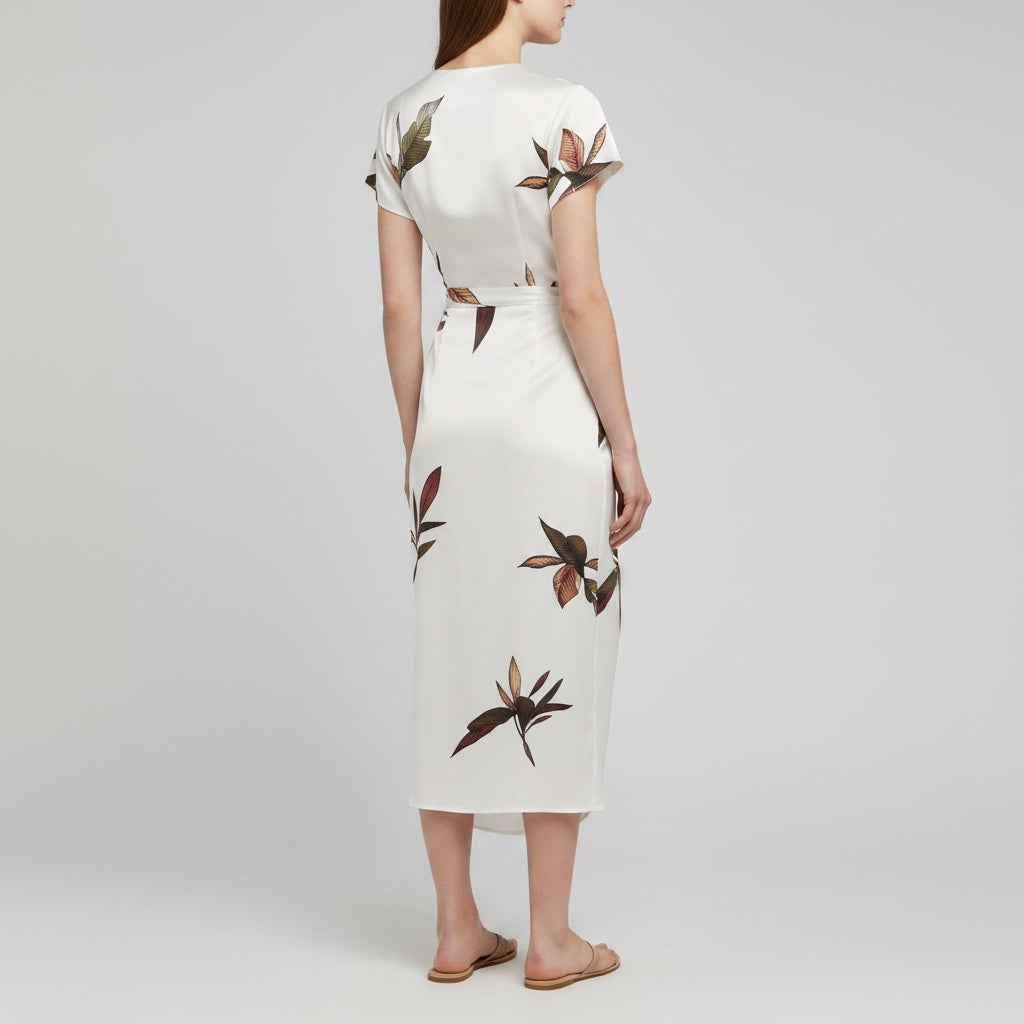 Comfortable and elegant women's flowy V-neck dress, perfect for spring/summer parties and casual chic.