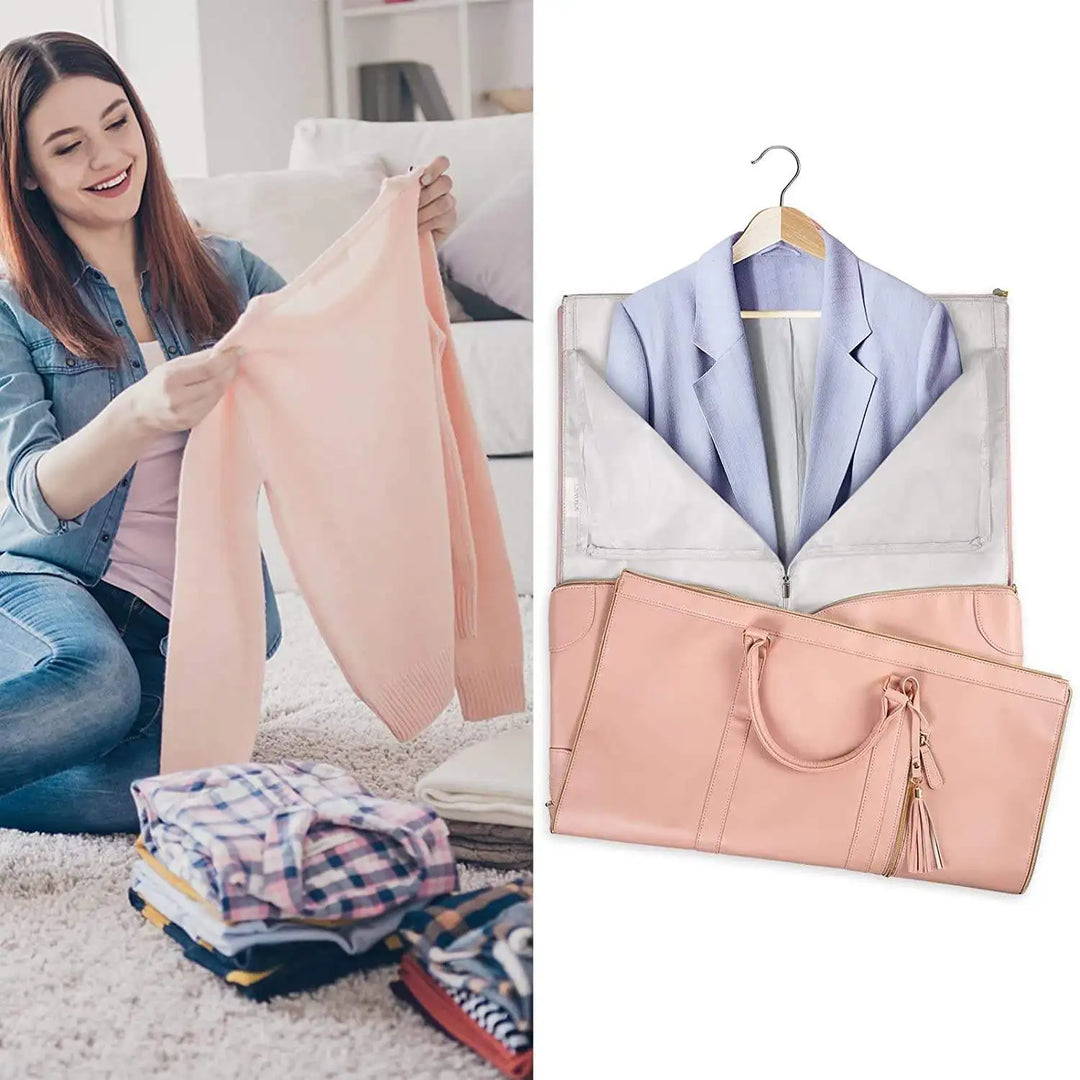 Women's foldable carry-on travel bag for smart organization. Ideal weekend luggage for efficient packing.