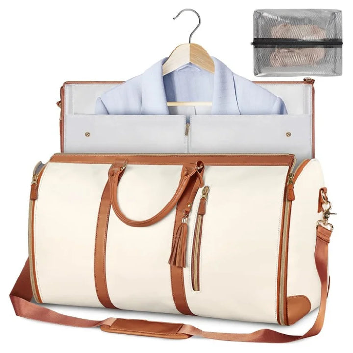 Compact, foldable women's carry-on bag for easy storage. Perfect for saving space on travel & vacation.