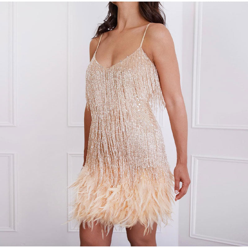 Glamorous women's sequin fringe dress for a show-stopping look at any event.