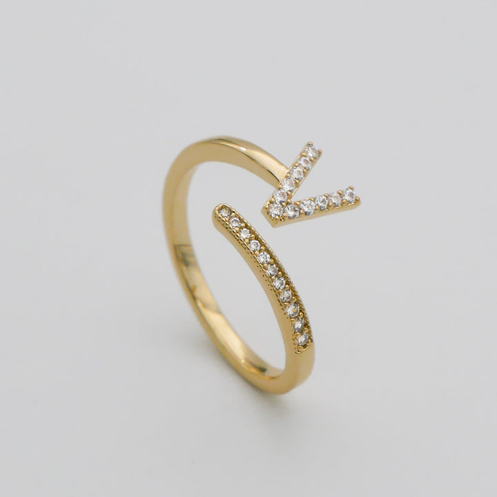 Silver tone adjustable ring with a sparkling pave initial, personalized for her.