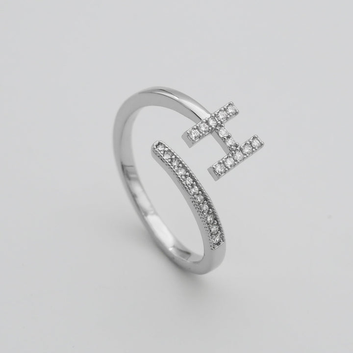 Personalized adjustable ring, gold plated, with a gorgeous pave initial.