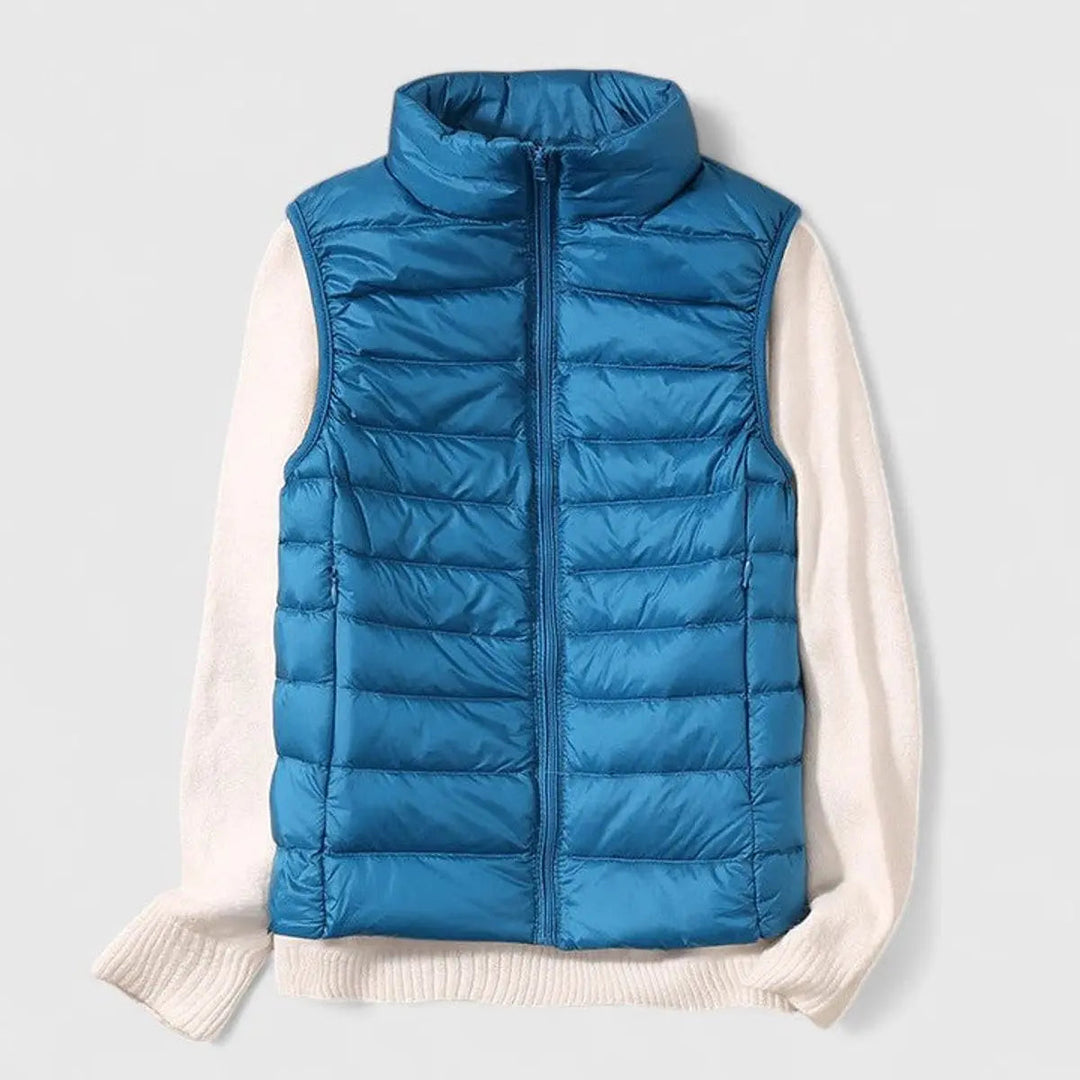 Grace women's puffer vest: comfy, lightweight, sleeveless. Great for active casual style.