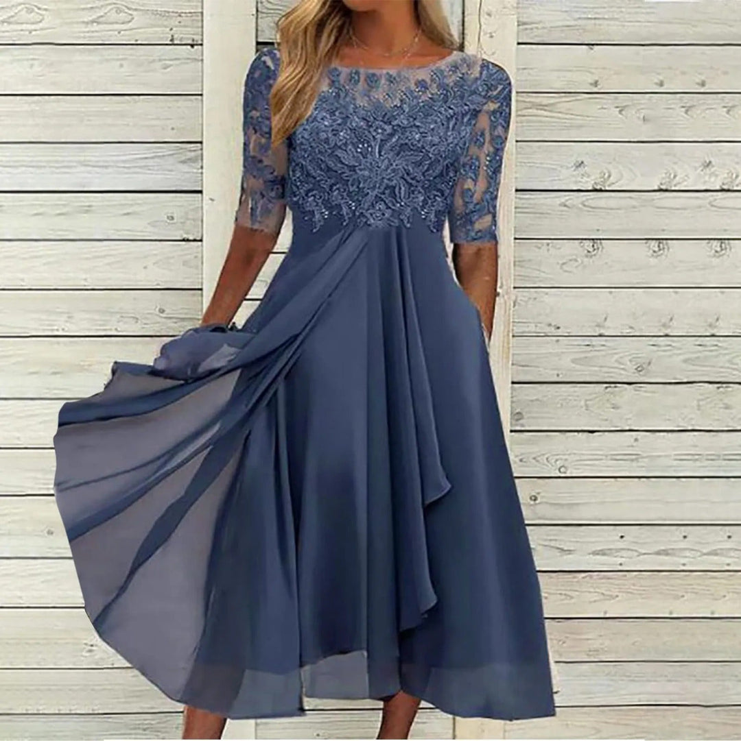 Women's graceful elegant evening dress, a long formal gown perfect for special occasions, galas, or weddings.