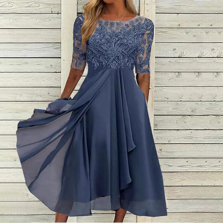 Women's graceful elegant evening dress, a long formal gown perfect for special occasions, galas, or weddings.